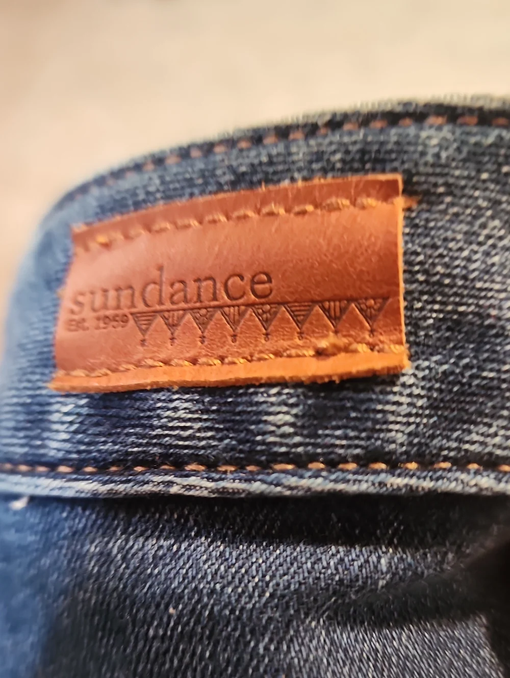Sundance Driftwood Patchwork XL Embroidered Denim Skirt Frayed Raw Hem Blue Boho